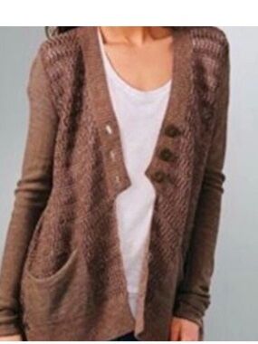 Free People Willow Caroline Metallic Cardigan Brown